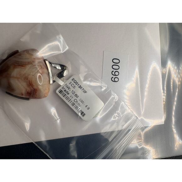 Sterling Silver Crazy Lace Agate Pendant 1.5" 13.1g - Picture 10 of 10